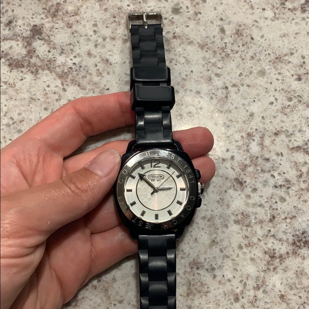Coach Watch with black rubber band.